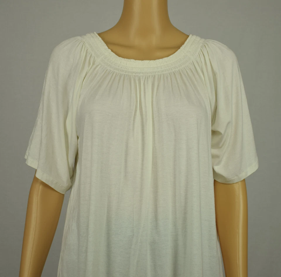 Michael Kors Womens Ivory Cream Smocked Off-The-Shoulder Peasant Blouse Top L - Image 2 of 4