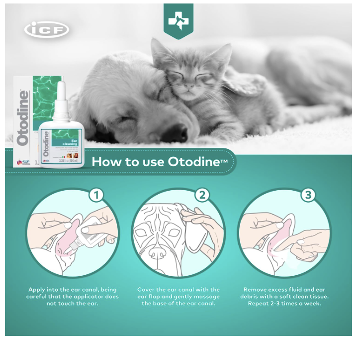 ICF Otodine Cat & Dog Ear Cleaner Solution Dog Ear Drops to Stop