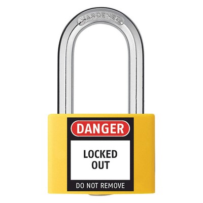 GRAINGER APPROVED 48JR45 Lockout Padlock,KA,Yellow,2''H,PK6