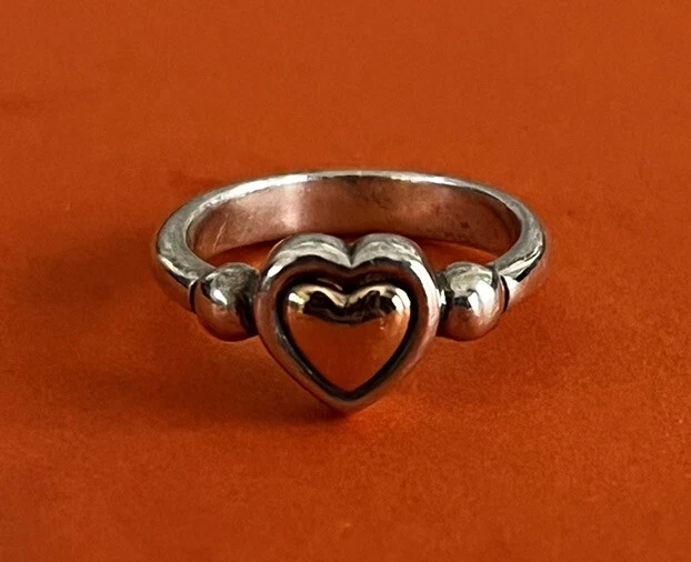 James Avery Retired Sterling Silver And 14kt Gold True Heart Ring Size 6