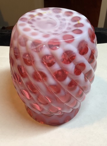 Antico vaso opalescente mirtillo vetro buckeye co 1887 grandi finestre vortice - Foto 11 di 11