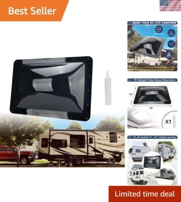 Smoke Polycarbonate RV Skylight, Fits 14''x22'' Openings - Easy DIY Installation