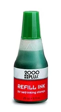 Cosco Self-inking Stamp Refill Ink, 25cc (0.9 Oz) Drip Spout Bottle, Green Ink
