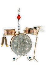 Drum Set Ornament Music Instrument Theme Metal Fair Trade Pilgrim Imports New