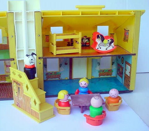 1969 Fisher Price Little People 952 Play Family House w/ staircase Little Riders - Picture 8 of 12