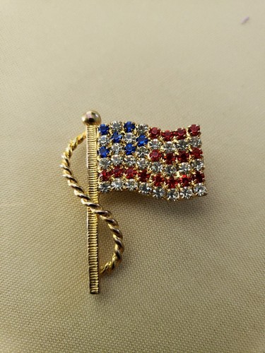 Vintage USA Flag Pin With Gift Bag Rhinestones | eBay