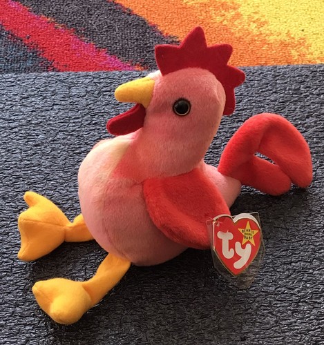 TY ORIGINAL GORRO BEBÉ 7” PELUCHE, RARO Y DIFÍCIL DE ENCONTRAR GARABATO GALLO, 1996, TIE DYE, ¡BONITO! - Imagen 5 de 14