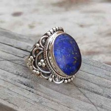 Lapis Lazuli Gemstone Ring 925 Sterling Silver Boho Jewelry Handmade Ring K-11