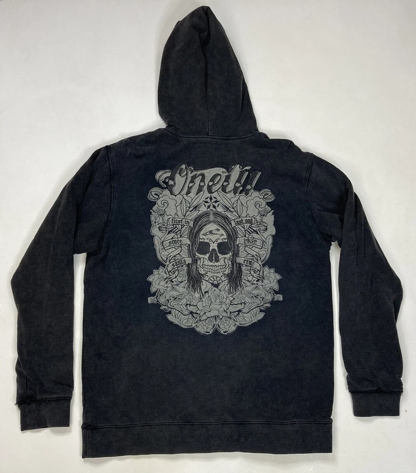 Moletom com capuz O'neill Skull Mask First In Last Out Santa Cruz zíper completo masculino grande Y2K - Imagem 4 de 4