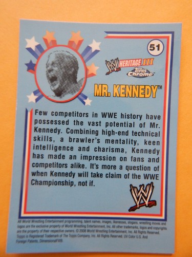 Tarjeta de lucha libre Topps Heritage III 2008 cromada WWE #51 Mr. Kennedy - Imagen 2 de 2