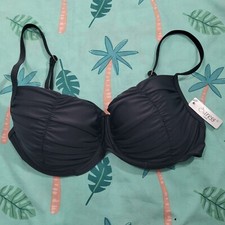 SARESS Bikini Top Black Size 10 UK Padded Adjustable Straps Pool Beach Swimming 