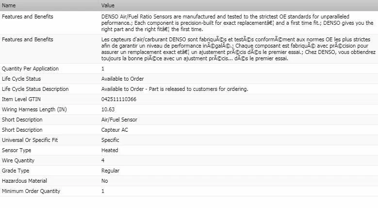 Sensor de relación aire/combustible Denso Upstream para Toyota Tundra 2000-2004 Foto 2 de 4