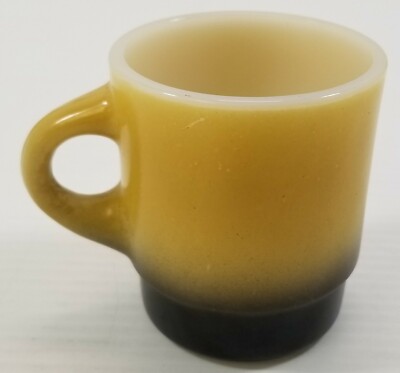 C) Vintage Anchor Hocking Fire-King Ware Coffee Mug Black Cream 3.5''