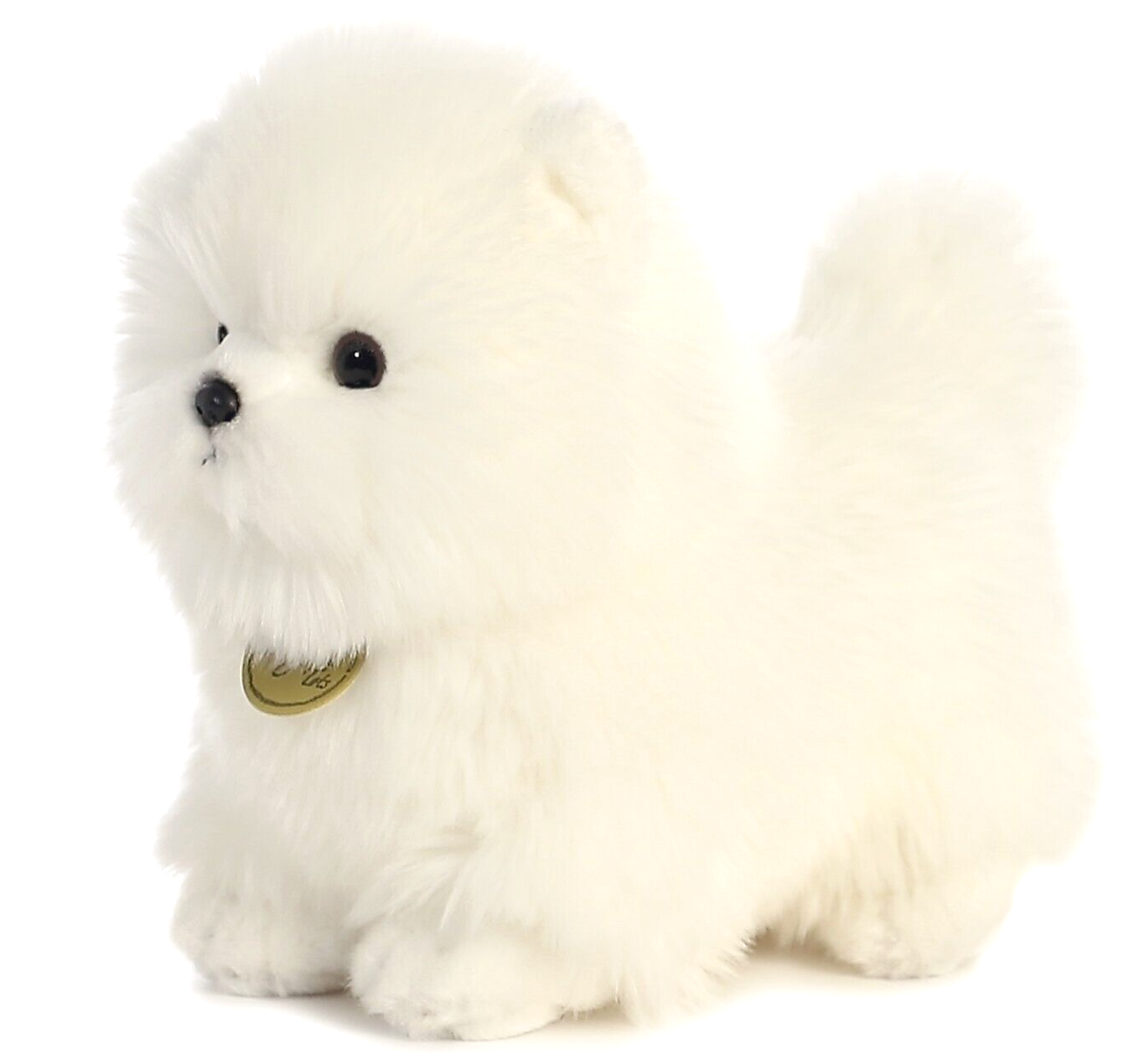 ✿ New AURORA MIYONI Stuffed Plush Toy WHITE POMERANIAN POMPOM Soft Dog Plushie