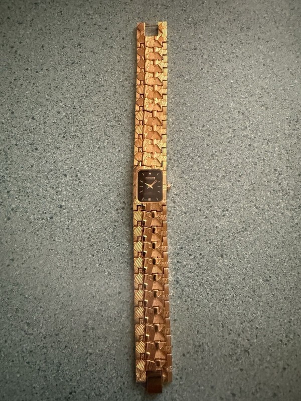 Brand New Woman’s Geneva Ebony Face - Gold Finish Nugget Style Bracelet Watch