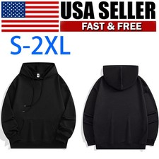 Men Hoodie Casual Hooded Solid Pocket Slim Fit Sweatshirts Pullover Sweater Tops