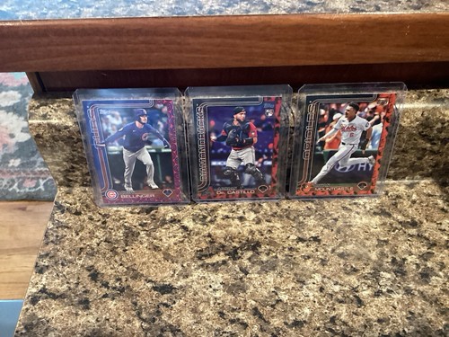 Lot of (3) 2025 Topps Series 1 Team Border C.Bellinger, A.Castillo & R.Mountcste