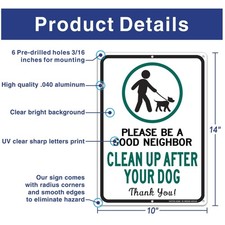 Weather Resistant Dog Waste Signs, 4 Pack