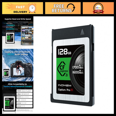 128GB CFexpress Type B Card - 4K/8K Video, 1700MB/s Read, 1600MB/s Write, Nikon,