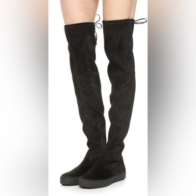 Stuart Weitzman Size 7 Black Suede Over The Knee Platform 'Playtime' Boots