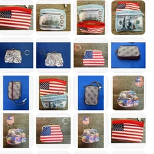USA Flag $100 Bill Money Washington DC  Coin Purse Key Chain Jewelry Porch