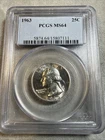 1963 Washington Silver Quarter MS64 PCGS U.S 25c Coin