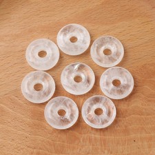 20pcs Natural White Crystal Stone Large Hole Circle Beads Pendants DIY 20mm
