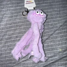 Plush Octopus Keychain Keyring Bag Charm Pom Pom Aqua/Purple Face New