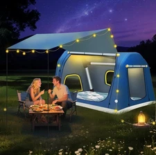 Inflatable Tent with Extended Awning, 60 Second Setup Blow Up for Camping Adu...