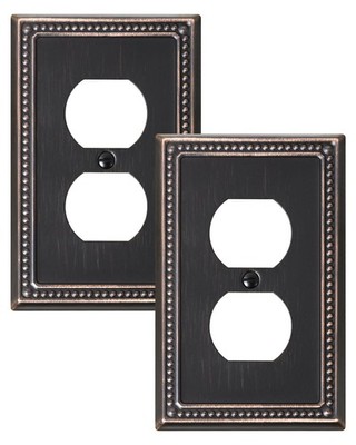 TREEWELL 2-Pack Duplex Outlet Cover Plate, Single 2PK, Aged Bronze 
