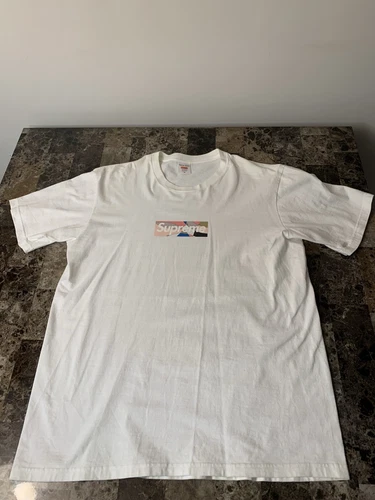 Tee shirt Supreme Emilio Pucci Box Logo blanc rose poussiéreux moyen