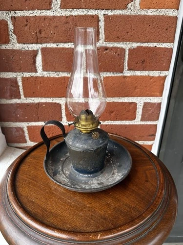 Antique Signed 1902 Stillman Safety Tin Finger Kerosene Oil Lamp #1 Oil Burner