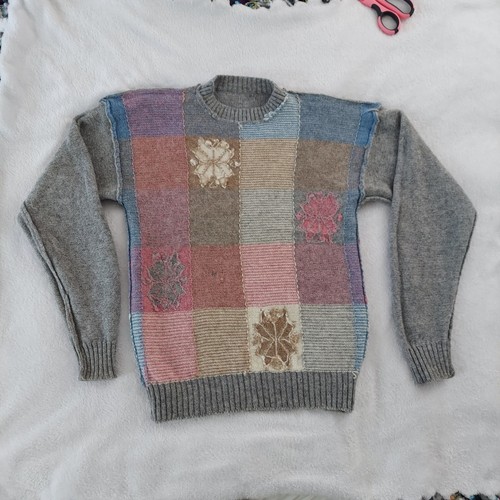Vintage 1990s Thane Snow Flake Color Block Wool Sweater, M - Picture 16 of 18