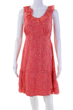 Marc By Marc Jacobs Womens Cotton Blend Star Shape Printed Dress Coral Size 2
