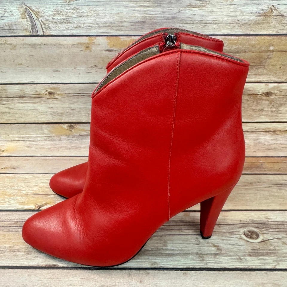 Botines halógenos de tacón alto de cuero rojo para mujer 7,5 M Foto 4 de 4