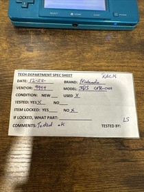 Nintendo 3DS Handheld Video Game Console - Aqua Blue CTR-001 (USA) B6