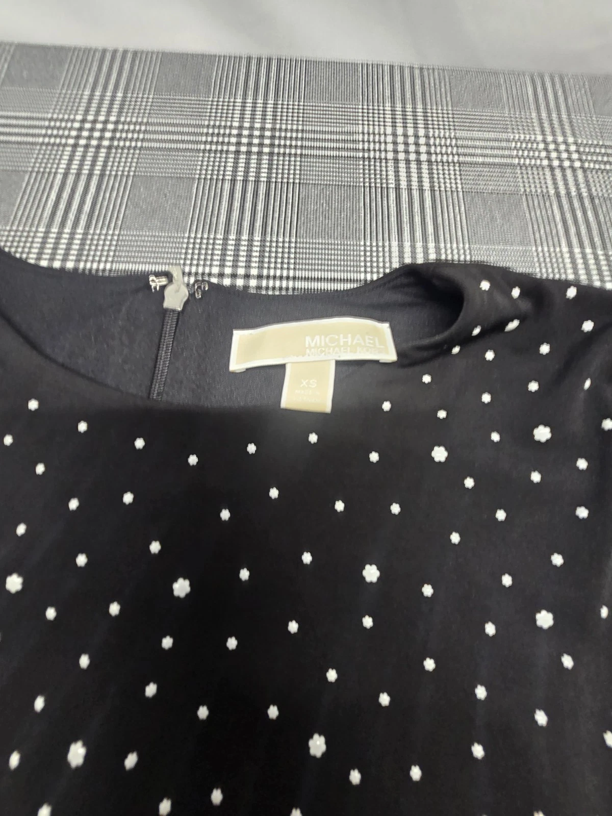 Michael Michael Kors abito donna floreale mini balza nero bianco blu taglia XS