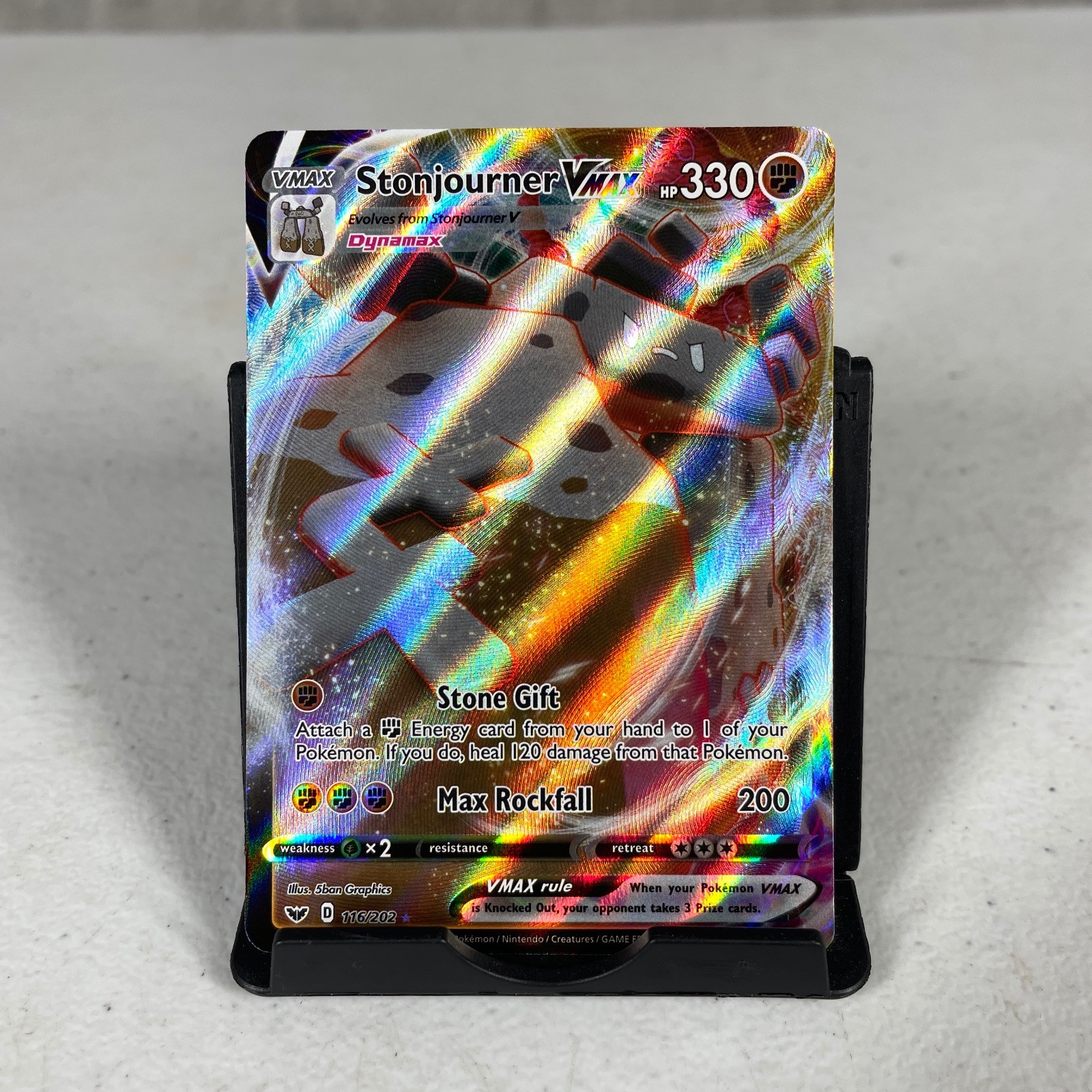 Stonjourner VMAX 116/202 Holo VMAX Rare Sword & Shield Pokemon Near Mint