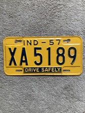 1957 Indiana License Plate -  XA 5189 - Very Nice!