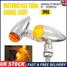 Chrome Amber Bullet Indicator/Turn Signal Marker Side Light Motorcycle/Trike
