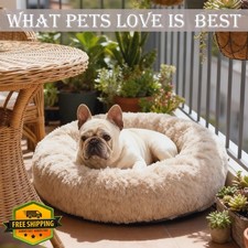 Washable Dog Cat Bed, Calming Round Warming Mat House Supply