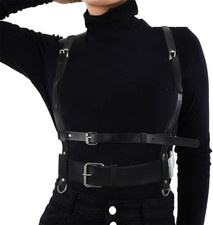 Punk Women Waist Belts PU Leather Fashion Body Chain Belt Circle Rave Halloween