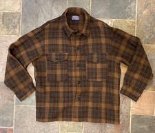 Vintage L Pendleton 100 Virgin Wool Plaid Field Cruiser Mackinaw Jacket CPO