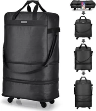 Hanke Suitcases with Wheels Expandable Foldable Luggage Black Upgrade Version 