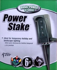 Coleman Cable Outdoor Landscape Power Stake 6 FT 3 Outlets Plug Cable 16 Guage