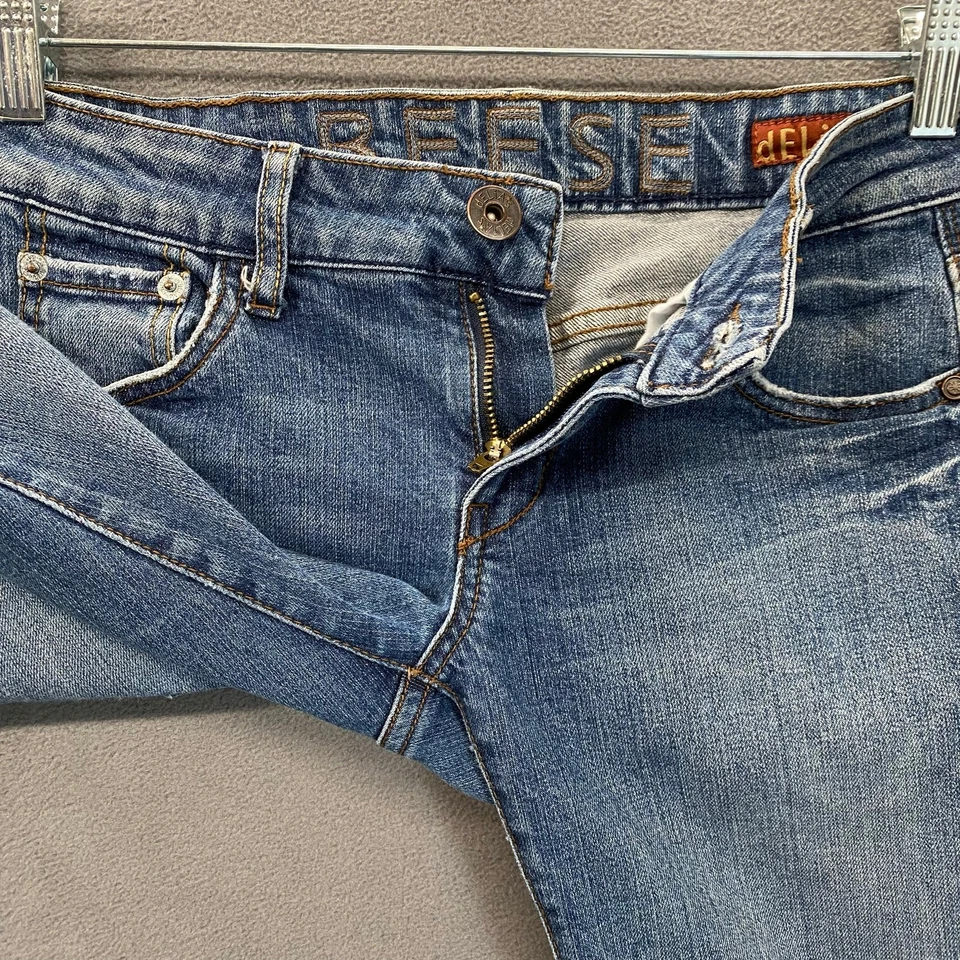 De Colección Y2K Delias Reese Tiro Bajo Corte Bota Jean Juniors 3/4R Azul Denim Indie Grunge Foto 4 de 4