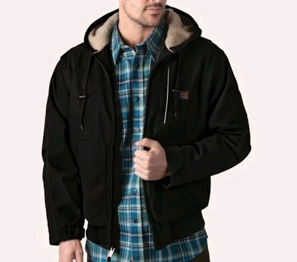 WALLS MINGUS DWR DUCK HOODED BOMBER WORK JACKET SHERPA LINED Size Large - New - Image 2 of 3