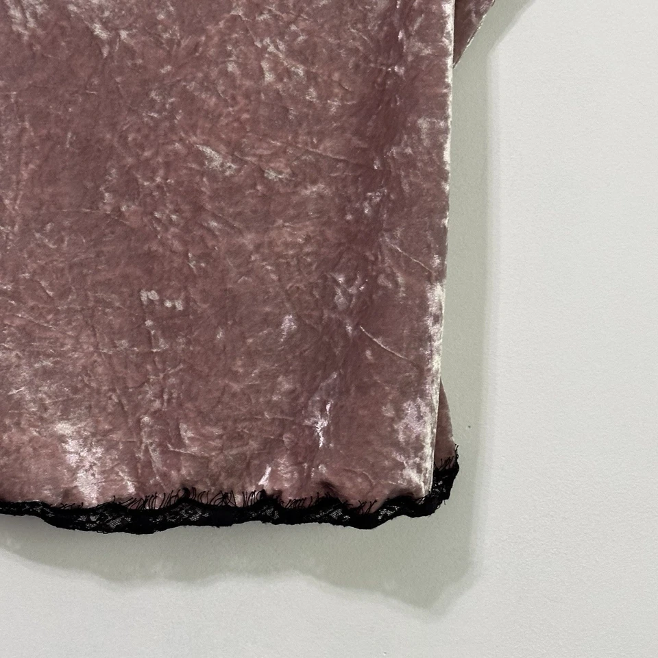 Top Guess Chela Cami L Terciopelo Aplastado Rosa Encaje Ribete Festival Y2K Verano DEFECTUOSO Foto 2 de 4