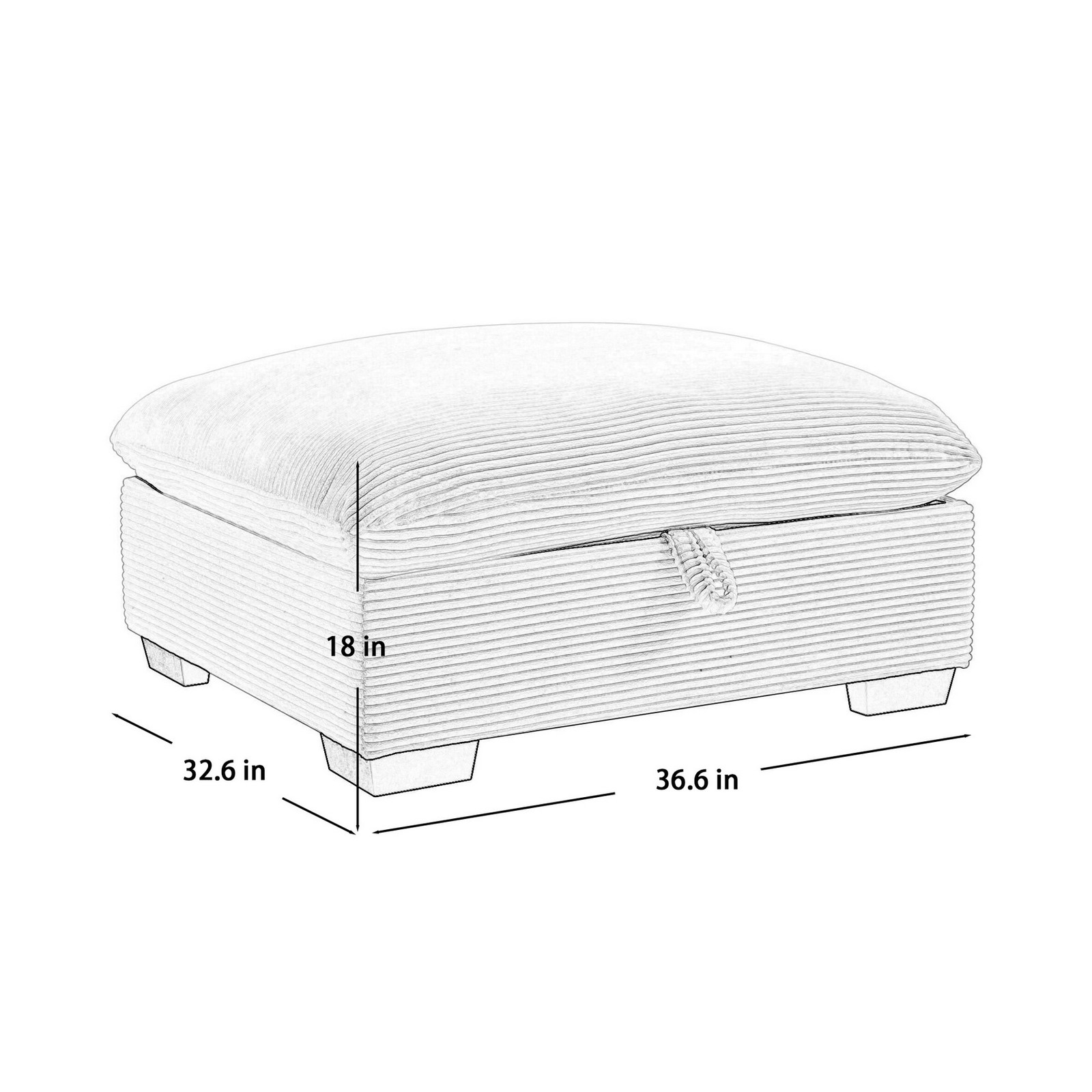 Oversized Cozy Corduroy Fabric Storage Ottoman Hide Compartment Footrest Cushion