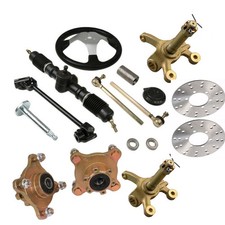 Go Kart Steering Wheel Kit Gear Rack Pinion Rotor Spindle Wheel Hub Assembly ATV